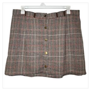 Vintage Plaid Button Front Mini Skirt Handmade Academia Cottagecore Fall